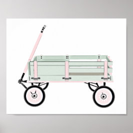 Pink und Green Toy Wagon Kinder Dekoration Plakat 
