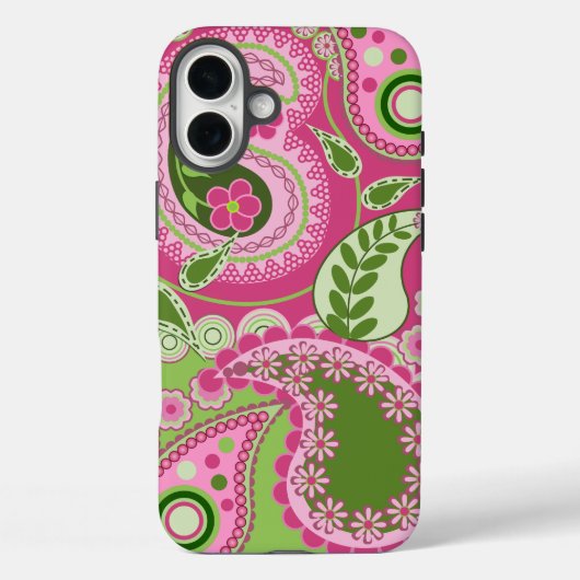 Pink und grün Paisley iPhone 16 Fall Case-Mate iPhone Hülle (Rückseite)