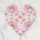 Pink und grüne Nostalgische Blumenbegütermarken Geschenkanhänger (Rückseite)