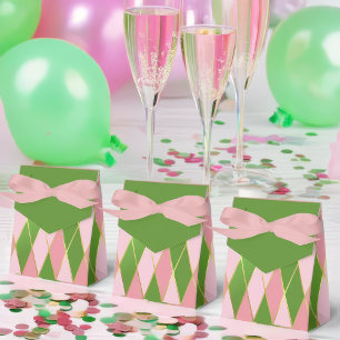 Pink und grüne Raute individuell einstellbar Geschenkschachtel