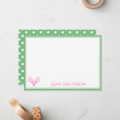 Pink und grüne Tenniskarte Mitteilungskarte (Vorderseite/Rückseite Beispiel)