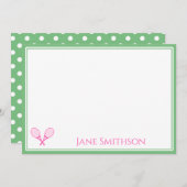 Pink und grüne Tenniskarte Mitteilungskarte (Vorne/Hinten)