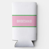 Pink und grüner Preppy Strip Bridesmaid Selters Dosenkühler (Rückseite)