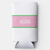 Pink und grüner Preppy Strip Bridesmaid Selters Dosenkühler (Vorderseite)