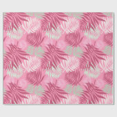 Pink und grünes Palmblätterpapier Geschenkpapier (Flach)