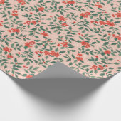 Pink und Holly Weihnachtswrapping Paper Geschenkpapier (Ecke)