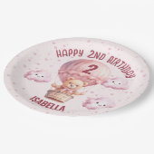 Pink und Hübsch Teddy Bear Baby Girl Pappteller (Schrägansicht)