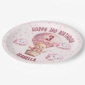 Pink und Hübsch Teddy Bear Baby Girl Pappteller (Schrägansicht)