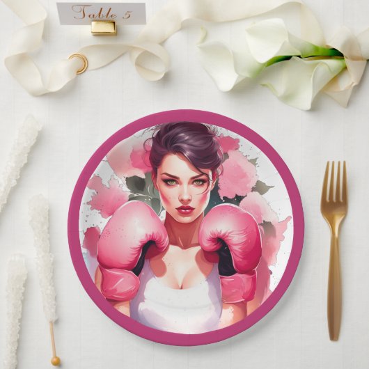 Pink und Hübscher Bluterbauchkrebs Pappteller (Hochzeit)