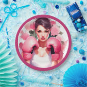 Pink und Hübscher Bluterbauchkrebs Pappteller (Party)