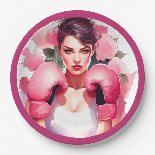 Pink und Hübscher Bluterbauchkrebs Pappteller (Vorderseite)