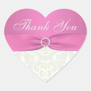 Pink und Ivory Damask Danke, Ihr Sticker