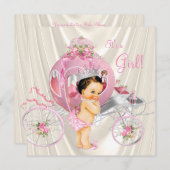Pink und Ivory Pearl Princess Baby Dusche Einladung (Vorne/Hinten)