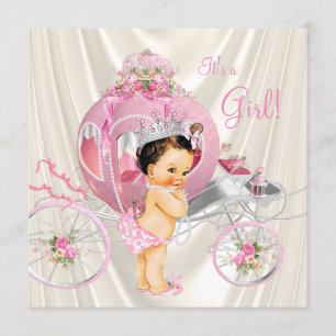 Pink und Ivory Pearl Princess Baby Dusche Einladung