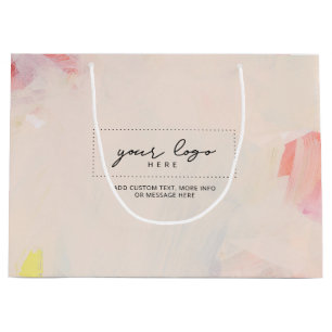 Pink- und Korallen-Abstraktkunst-Geschäftslogo Große Geschenktüte