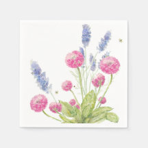 Pink und Lavendel Blume Cocktail Napkins
