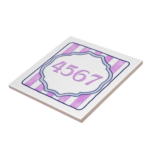 Pink und Lavendel Hausnummer Fliese (Seite)