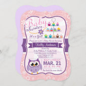 Pink und Lavendel Lila; Baby-Dusche Einladung (Vorne/Hinten)