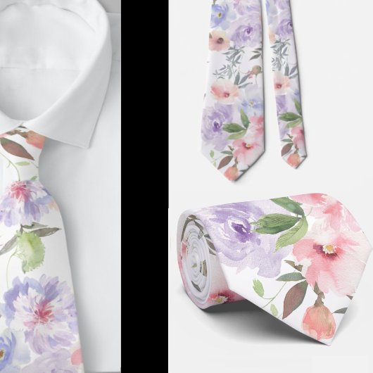 Pink und Lavendel Lila Rose Floral Neck Tie Krawatte