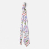 Pink und Lavendel Lila Rose Floral Neck Tie Krawatte (Rückseite)