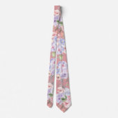 Pink und Lavendel Lila Rose Floral Neck Tie Krawatte (Rückseite)