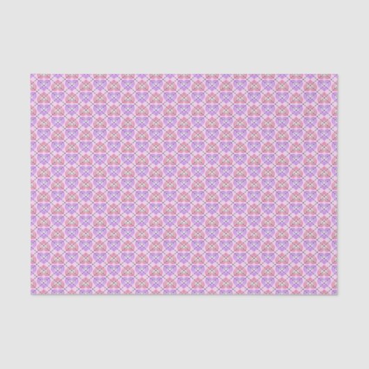Pink und Lavender Raute Herz Muster Seidenpapier (Vorderseite)