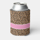 Pink und Leopard Print Custom Monogram Dosenkühler (Kanne Rückseite)