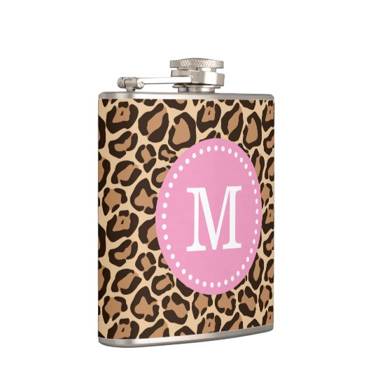 Pink und Leopard Print Custom Monogram Flachmann (Rechts)