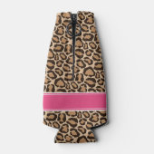 Pink und Leopard Print Custom Monogram Flaschenkühler (Rückseite)