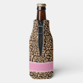 Pink und Leopard Print Custom Monogram Flaschenkühler (Flasche Rückseite)