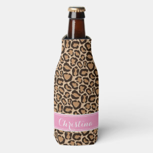 Pink und Leopard Print Custom Monogram Flaschenkühler