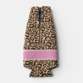 Pink und Leopard Print Custom Monogram Flaschenkühler (Rückseite)