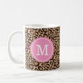 Pink und Leopard Print Custom Monogram Kaffeetasse (Links)