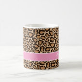 Pink und Leopard Print Custom Monogram Kaffeetasse (Mittel)