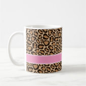 Pink und Leopard Print Custom Monogram Kaffeetasse (Links)
