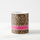 Pink und Leopard Print Custom Monogram Kaffeetasse (Mittel)