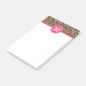 Pink und Leopard Print Custom Monogram Post-it Klebezettel (angewinkelt)