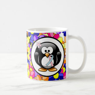 Pink und Light Blue Awareness Ribbon Penguin Kaffeetasse