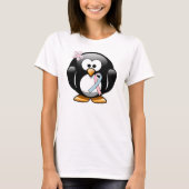Pink und Light Blue Awareness Ribbon Penguin T-Shirt (Vorderseite)