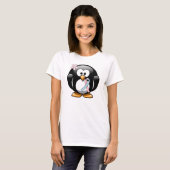 Pink und Light Blue Awareness Ribbon Penguin T-Shirt (Vorne ganz)
