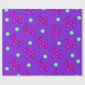 Pink und Lila Balloon Hunde Wrapping Paper Geschenkpapier (Flach)
