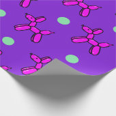 Pink und Lila Balloon Hunde Wrapping Paper Geschenkpapier (Ecke)