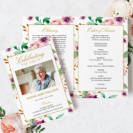 Pink und Lila Beerdigungsprogramm | Dienstplan