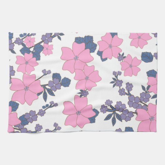 PINK UND LILA BLUME GESCHIRRTUCH (Horizontal)