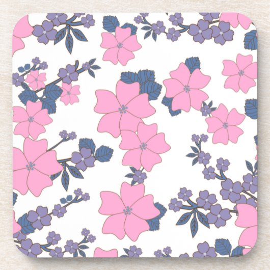 PINK UND LILA BLUME GETRÄNKEUNTERSETZER (Vorderseite)