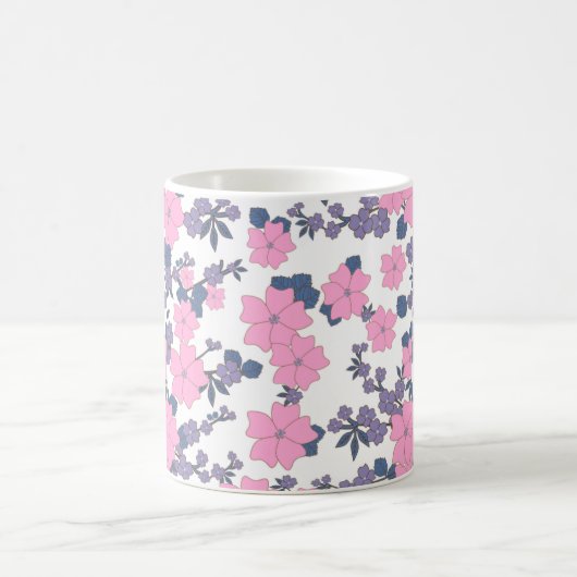 PINK UND LILA BLUME KAFFEETASSE (Mittel)