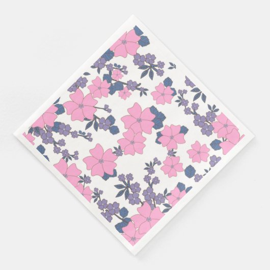 PINK UND LILA BLUME SERVIETTE (Ecke)