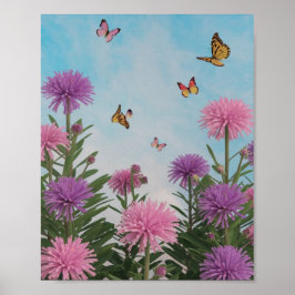 Pink und Lila Blumen Poster