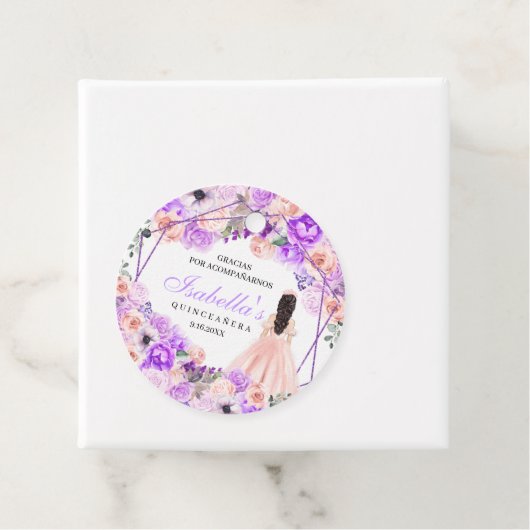 Pink und Lila Blumenzwiebelmarken Geschenkanhänger (Beispiel)