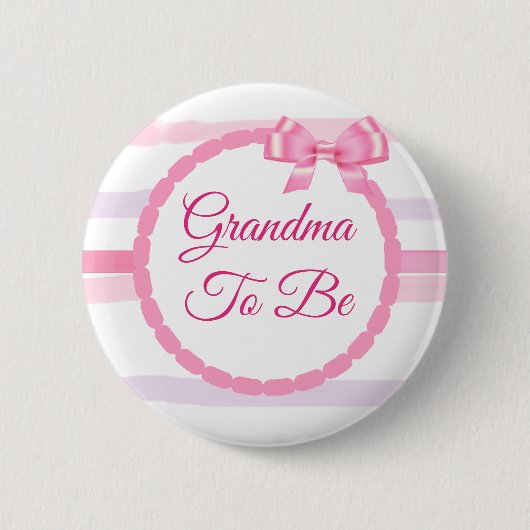 Pink und Lila Bow Oma als Baby-Dusche Button (Vorderseite)